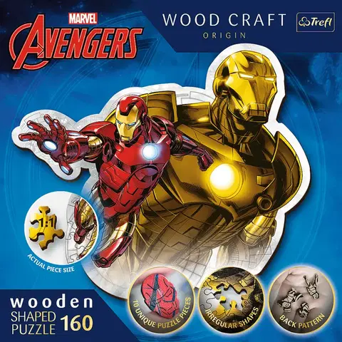 Hračky puzzle TREFL - Dřevěné puzzle 160 dílků - Statečný Iron Man / Disney Marvel Heroes