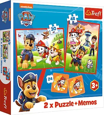 Hračky puzzle TREFL - Puzzle 2v1 + pexeso - Psí tým v akci / Viacom PAW Patrol