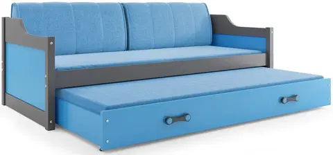 Postele BMS Dětská postel s přistýlkou DAWID | šedá 80 x 190 cm Barva: Modrá