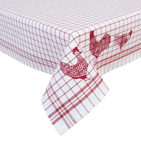 Ubrusy Ubrus na stůl Country Side Chicken red - 150*150 cm Clayre & Eef SC15R