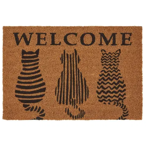 Rohožky do předsíně Dveřní Rohožka Welcome Cats, 40/60cm, Hnědá