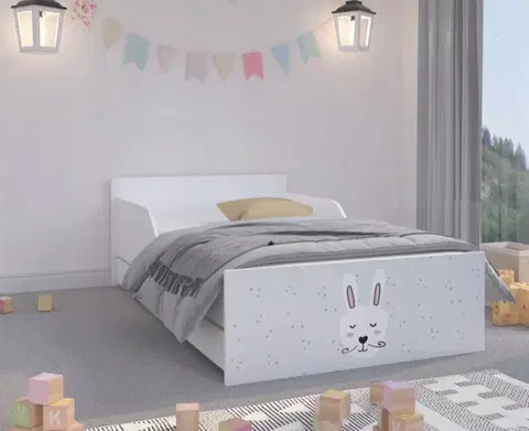 Dětské postele Nádherná dětská postel s vousatým zajíčkem 180 x 90 cm