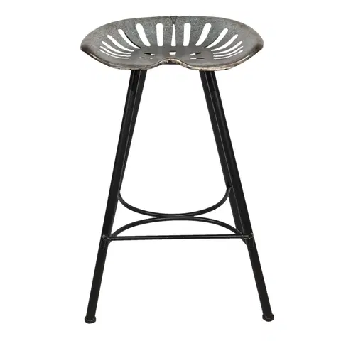 Stoličky Barová kovová designová stolička se starým sedadlem Reece - 50*50*75 cm Clayre & Eef 5Y0762