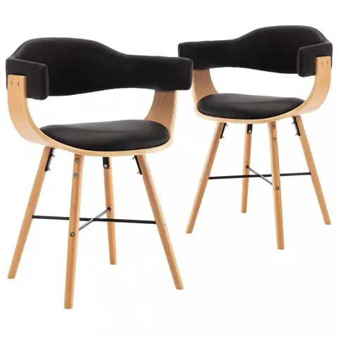 Židle Jídelní židle 2 ks ohýbané dřevo / umělá kůže Dekorhome Černá / světle hnědá