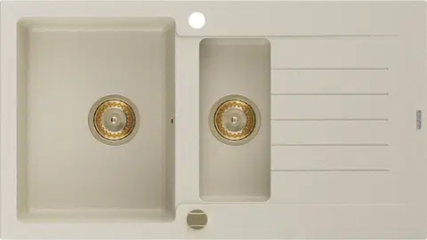 Sifony k pračkám MEXEN/S Matias granitový dřez 1.5 s odkapávačem 900x505 mm, béžová,+ zlatý sifon 6502901505-69-G