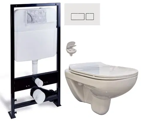 WC sedátka PRIM předstěnový instalační systém s bílým  tlačítkem  20/0042 + WC bez oplachového kruhu Edge + SEDÁTKO PRIM_20/0026 42 EG1