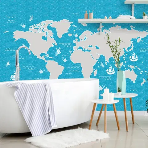 Samolepící tapety Samolepící tapeta nebesky modrá mapa světa