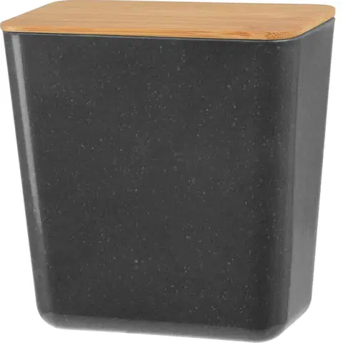Úložné boxy Úložný box s bambusovým víkem Roger, 13 x 13,7 x 8 cm, antracit