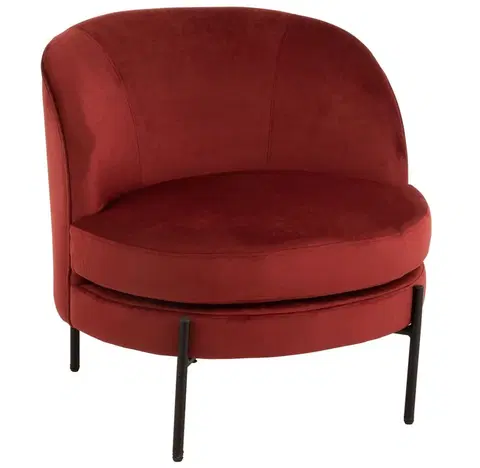Křesla Vínové sametové kulaté křeslo Lounge chair Jammy Red - 71*67*66cm J-Line by Jolipa 15391