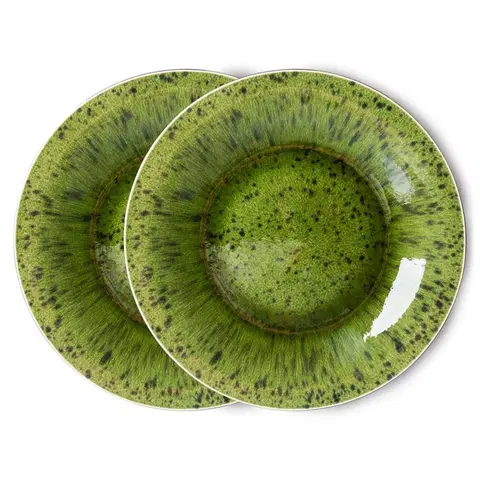Talíře Set 2ks zelený keramický jídelní talíř The Emeralds - 27*3cm HKLIVING ACE7015