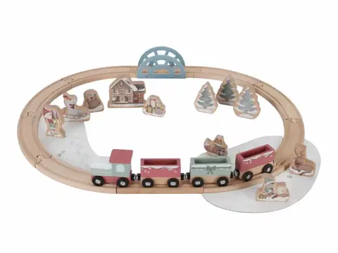 Hračky LITTLE DUTCH - Vláčkodráha dřevěná vánoční