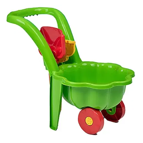 Hračky na zahradu BAYO - Dětské zahradní kolečko s lopatkou a hráběmi Sedmikráska zelené