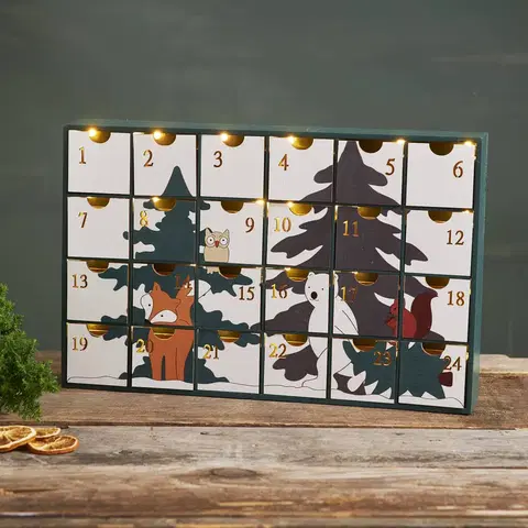 Vánoční vnitřní dekorace STAR TRADING LED adventní kalendář Forest Friends
