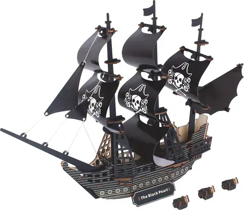 3D puzzle Woodcraft construction kit Dřevěné 3D puzzle Woodcraft: Pirátská loď Černá perla