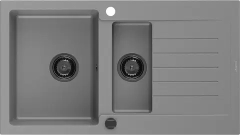 Sifony k pračkám MEXEN/S Matias granitový dřez 1.5 s odkapávačem 900x505 mm, šedá,+ černý sifon 6502901505-71-B