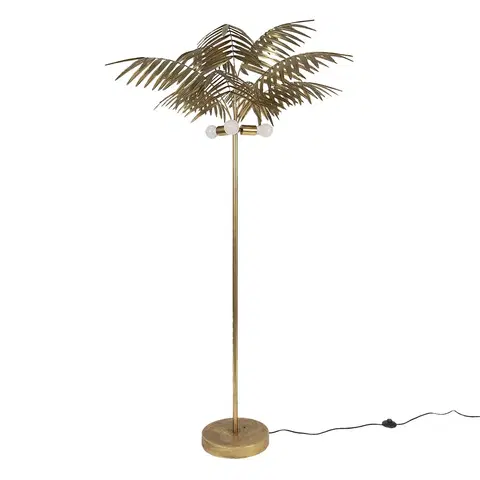 Lampy Zlatá antik stojací lampa ve tvaru palmy Pivon - Ø 107*193 cm E27/max 3*60W Clayre & Eef 5LMP656