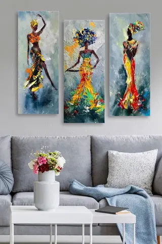 Obrazy Sada obrazů AFRICKÉ ŽENY 70 cm MDF