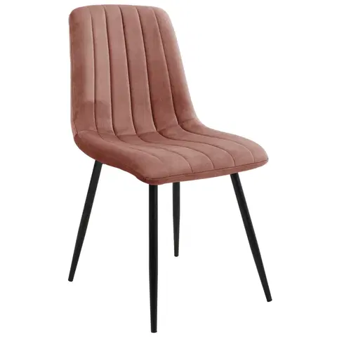 Židle Ak furniture Prošívaná čalouněná sametová židle Demia růžová