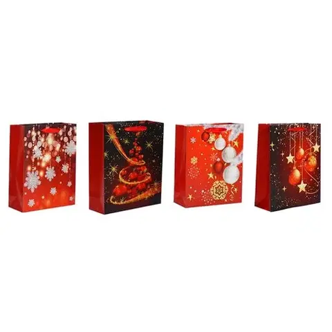 Hračky Sada vánočních dárkových tašek 4 ks, červená, 26 x 32 x 10 cm