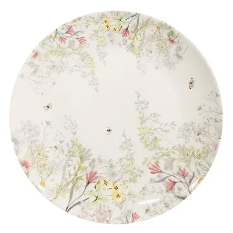 Talíře Dezertní porcelánový talíř s lučními květy Wildflower Fields - Ø 20*2 cm Clayre & Eef WFFDP