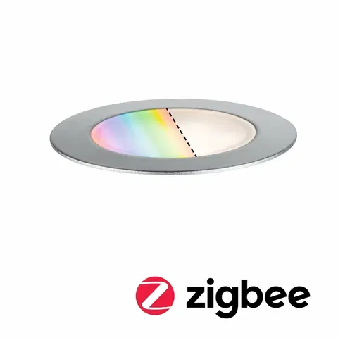 Nájezdová a pochozí svítidla PAULMANN Plug & Shine LED zemní svítidlo Smart Home Zigbee Floor RGBW samostatné svítidlo IP67 RGBW 2W ocel 947.51