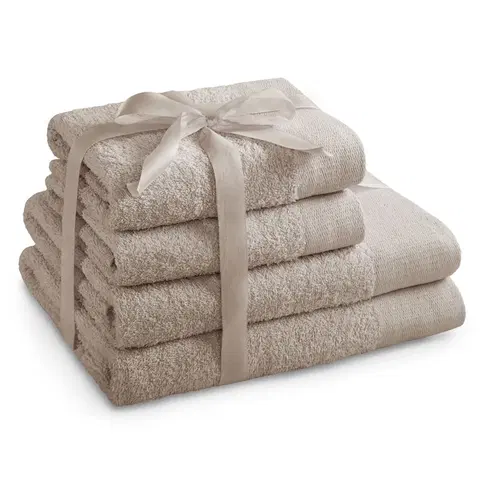 Ručníky Sada bavlněných ručníků AmeliaHome AMARI béžová, velikost 2*70x140+2*50x100