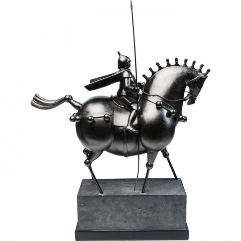 Sošky koní KARE Design Soška Rytíř na černém koni 75cm