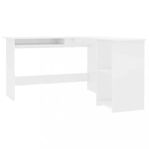 Pracovní stoly Rohový psací stůl 120x140 cm Dekorhome Bílá lesk