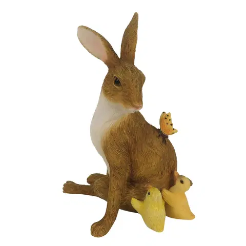 Velikonoční dekorace Velikonoční dekorace králíka s kuřátky - 10*7*13 cm Clayre & Eef 6PR3271