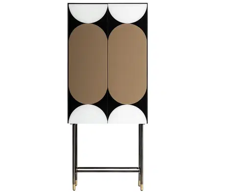 Stylové designové skříně Estila Luxusní art-deco skříň Hannes z kovu a dřeva s designovým tříbarevným vzorem 163cm