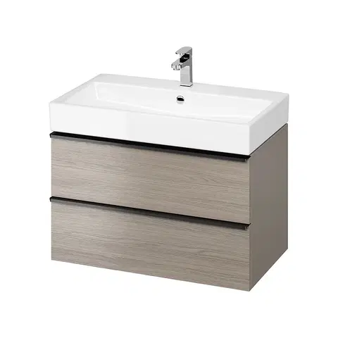 Koupelnový nábytek CERSANIT Umyvadlová skříňka VIRGO 80 šedý dub s černými úchyty S522-029