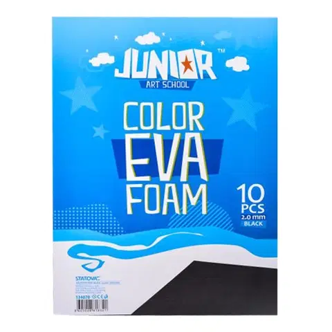 Hračky JUNIOR-ST - Dekorační pěna A4 EVA 10 ks černá tloušťka 2,0 mm