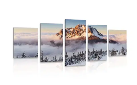 Obrazy přírody a krajiny 5-dílný obraz Rozsutec ve sněhové peřině