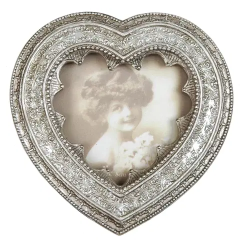 Klasické fotorámečky Vintage fotorámeček ve tvaru srdce - 12*12 cm / 9*9 cm Clayre & Eef 2765