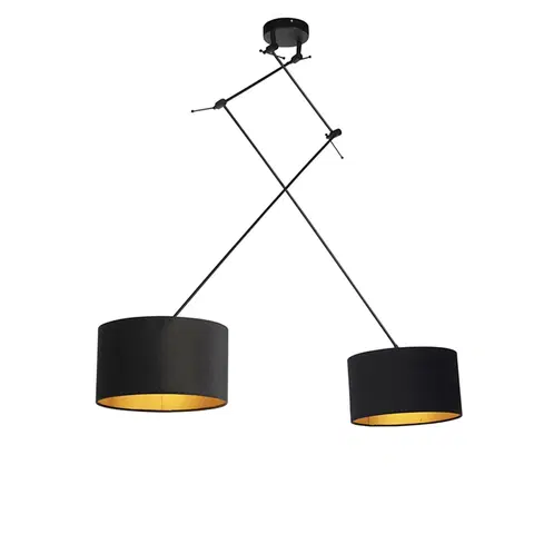 Zavesna svitidla Závěsná lampa se sametovými odstíny černé se zlatem 35 cm - Blitz II černá