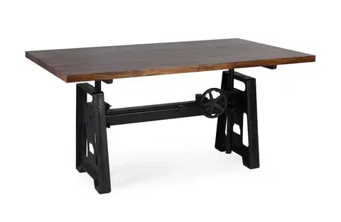 Designové a luxusní jídelní stoly Estila Industriální jídelní stůl HIERRO z masivního mangového dřeva s kovovou konstrukcí 160cm