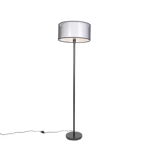 Stojaci lampy Designová stojací lampa černá s černo-bílým odstínem 47 cm - Simplo