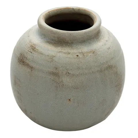 Dekorativní vázy Keramická šedá antik váza s patinou Orabel - Ø 8*8 cm Clayre & Eef 6CE1327