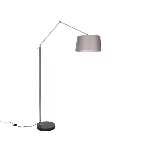 Stojaci lampy Moderní stojací lampa ocelové lněné stínidlo tmavě šedá 45 cm - Redakce