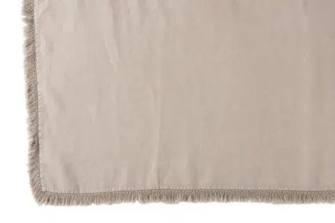 Deky Béžový lněný pléd s třásněmi Franje - 150*200 cm J-Line by Jolipa 83359