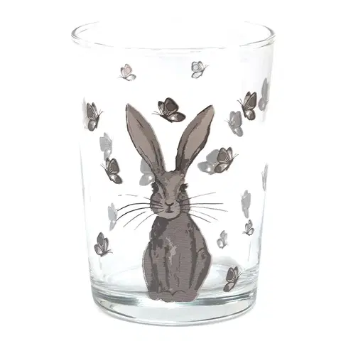 Sklenice Sklenička na vodu se zajíčkem Rustic Easter Bunny - Ø 8*12 cm / 450ml Clayre & Eef 6GL4088