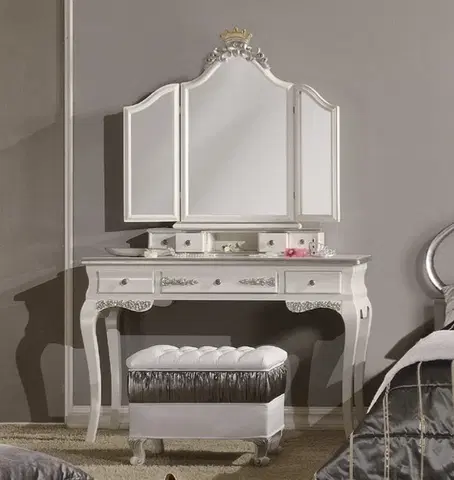 Luxusní a designová zrcadla Estila Luxusní nástěnné zrcadlo Alegro ve tvaru triptychu s dřevěným vyřezávaným rámem 103cm