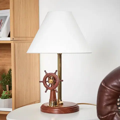 Stolní lampy Sea-Club Znamenitá stolní lampa STEERING se dřevem