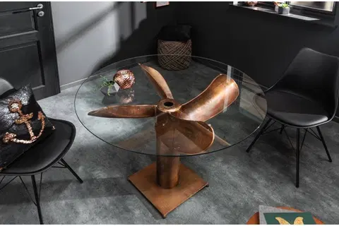 Jídelní stoly LuxD Designový jídelní stůl Propeller 94 cm měděný
