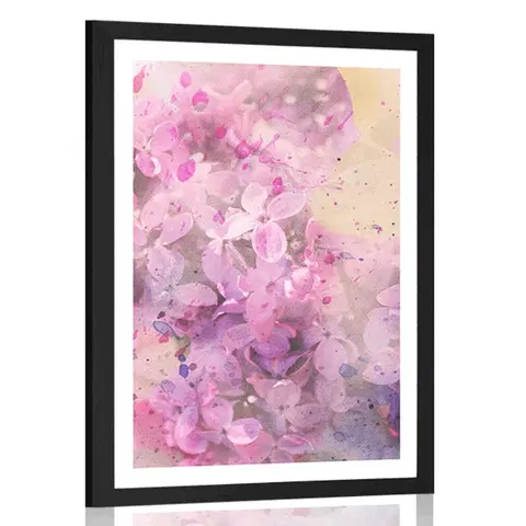 Květiny Plakát s paspartou růžová větvička květin