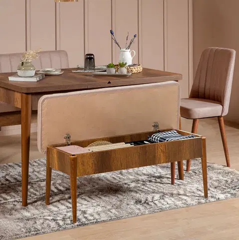 Kuchyňské a jídelní židle Jídelní lavice s opěrkou VINA ořech béžová