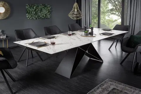 Designové a luxusní jídelní stoly Estila Designový industriální jídelní stůl Copeland II 180-260 cm z mramoru