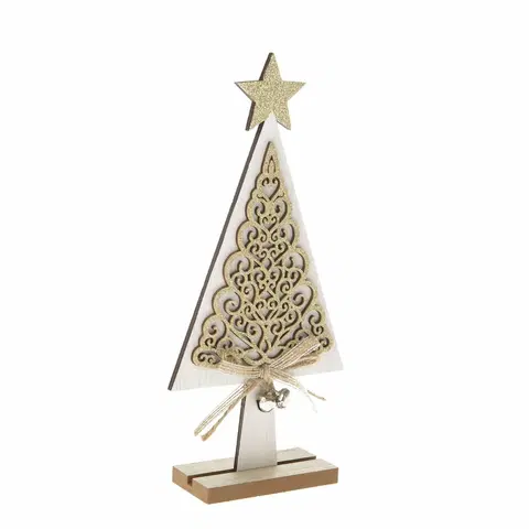 Vánoční dekorace Dřevěný vánoční stromek Ornamente bílá, 11 x 23 x 4 cm