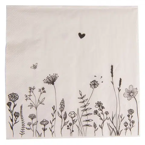 Ubrousky Béžové papírové ubrousky s květinami Flora And Fauna - 33*33 cm (20ks) Clayre & Eef FAF73
