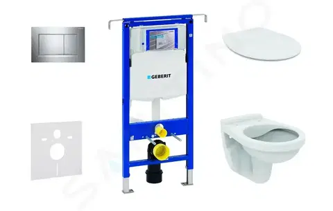 Záchody GEBERIT Duofix Set předstěnové instalace, klozet Alpha se sedátkem, tlačítko Sigma30, chrom 111.355.00.5 ND6
